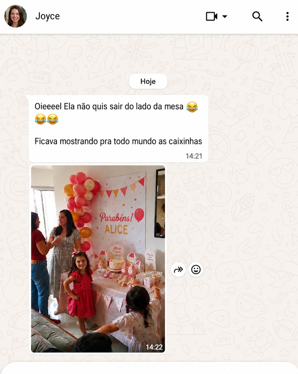Depoimento no WhatsApp — mãe feliz com o resultado